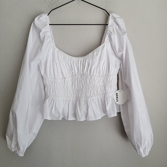 STAUD Jill Smocked Top size L NWT - Picture 5 of 9